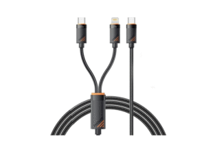 ESSAGER Type-C to Type-C + Lightning Fast Charger Cable 1M Black, CY01 -1 Year Warranty | EXCTTL-CY01-P