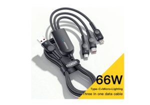 ESSAGER Braided 3-in-1 66W Cable 1.2M Black, XJ01-1 Year Warranty | EXCMTL-XJ01-1 Year Warranty | EXCMTL-XJ01