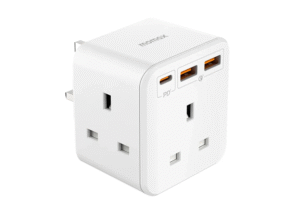 MOMAX One Plug 3 Outlet Cube Exstantion Socket With USB White -1 Year Warranty