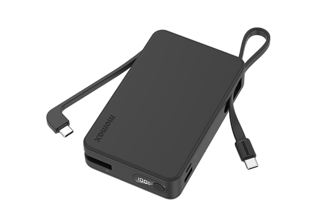 MOMAX 1-Power Vital+ Power Bank 20000MAH With Dual Built-In USB-C Cable IP139D Black-1 Year Warranty - Image 2