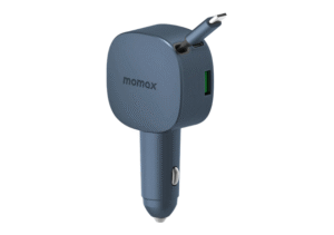 MOMAX 1-Move 2-Port Car Charger With Built-In Retractable Cable 60W UC19E Grey -1 Year Warranty