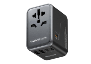 MOMAX 1-World 35W 5-Port +AC Travel Adapter - UA9D Black -1 Year Warranty