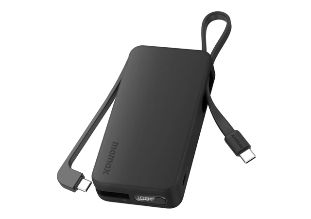 MOMAX 1-Power Vital+ Power Bank 10000MAH With Dual Built-In USB-C & Lighttning Cable Black-1 Year Warranty - Image 2