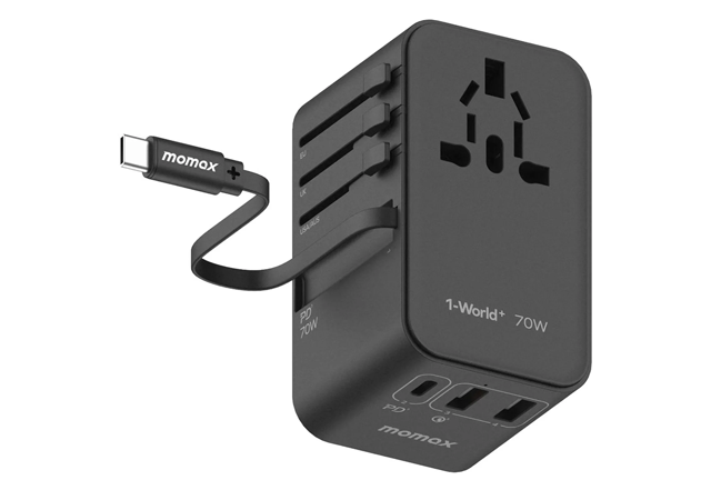 MOMAX 1-World I Dreamer PD 100W Gan 4 ports + AC Travel Adapter Black -1 Year Warranty