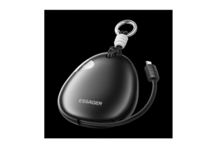 ESSAGER 22.5W Power Bank WITH Retractable Cable, Black, YS01, 1 Year Warranty | EDY1W-YS01-Z