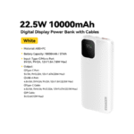 ESSAGER 22.5W Power Bank with Digital Display – White, 1 Year Warranty, YT02 | EDY1W-YT02-Z