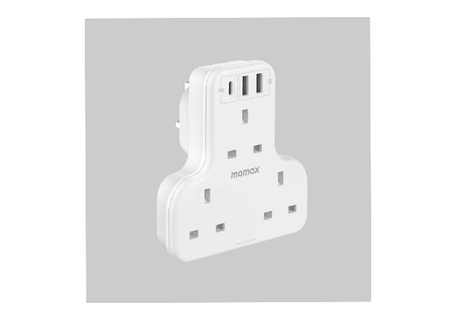 MOMAX One Plug 1 Outlet T Shaped Exstantion Socket With USB Grey -1 Year Warranty - Image 3