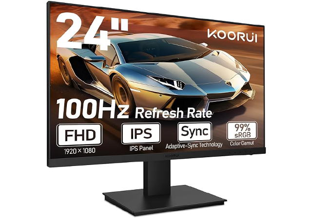 KOORUI 24-Inch Computer Monitor IPS FHD 1920 x 1080 120Hz 6ms E2411H